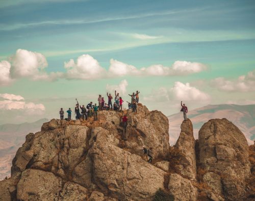 Hikers on mountains